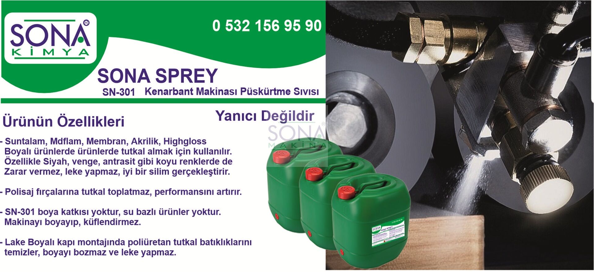 SN-301 SONA SPREY Bantlama Makinası Giriş-Çıkış Solventi