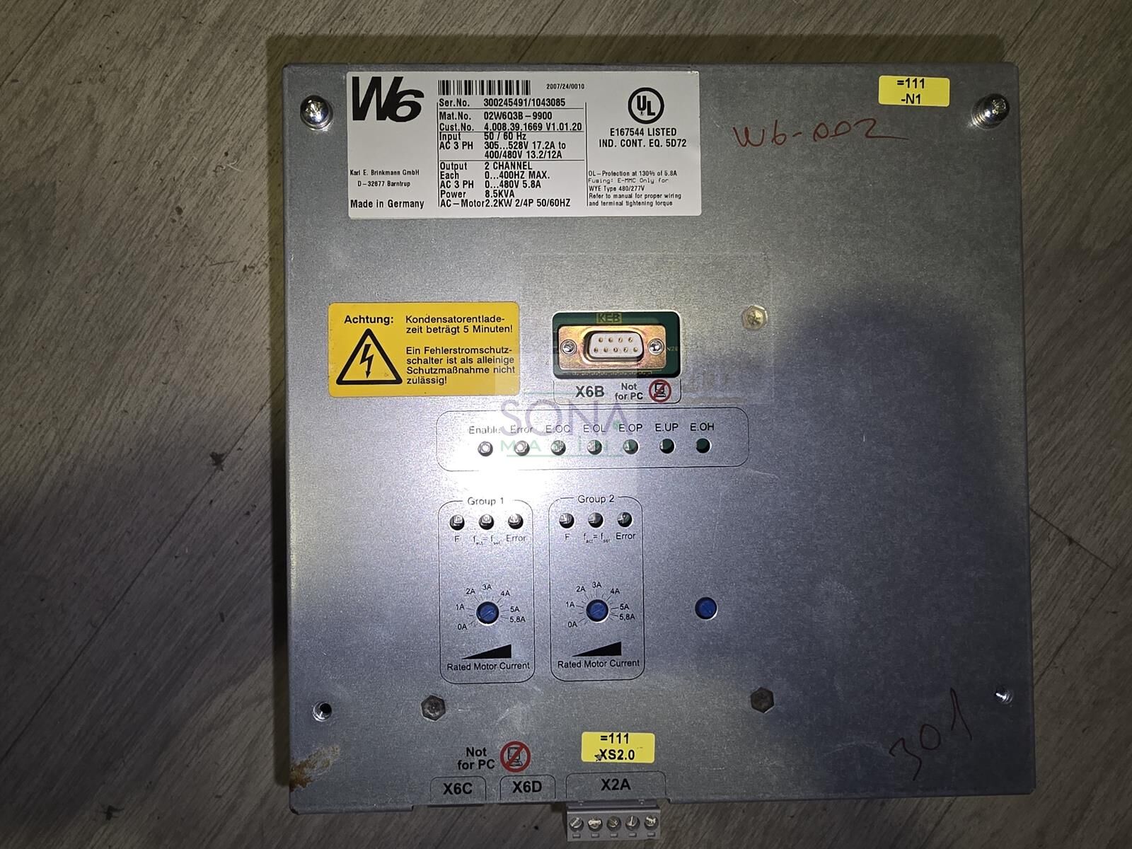 W6 Frekans inverter 8,5 Kva 2,2 Kw (Sürücü) 02W6Q3B-9900