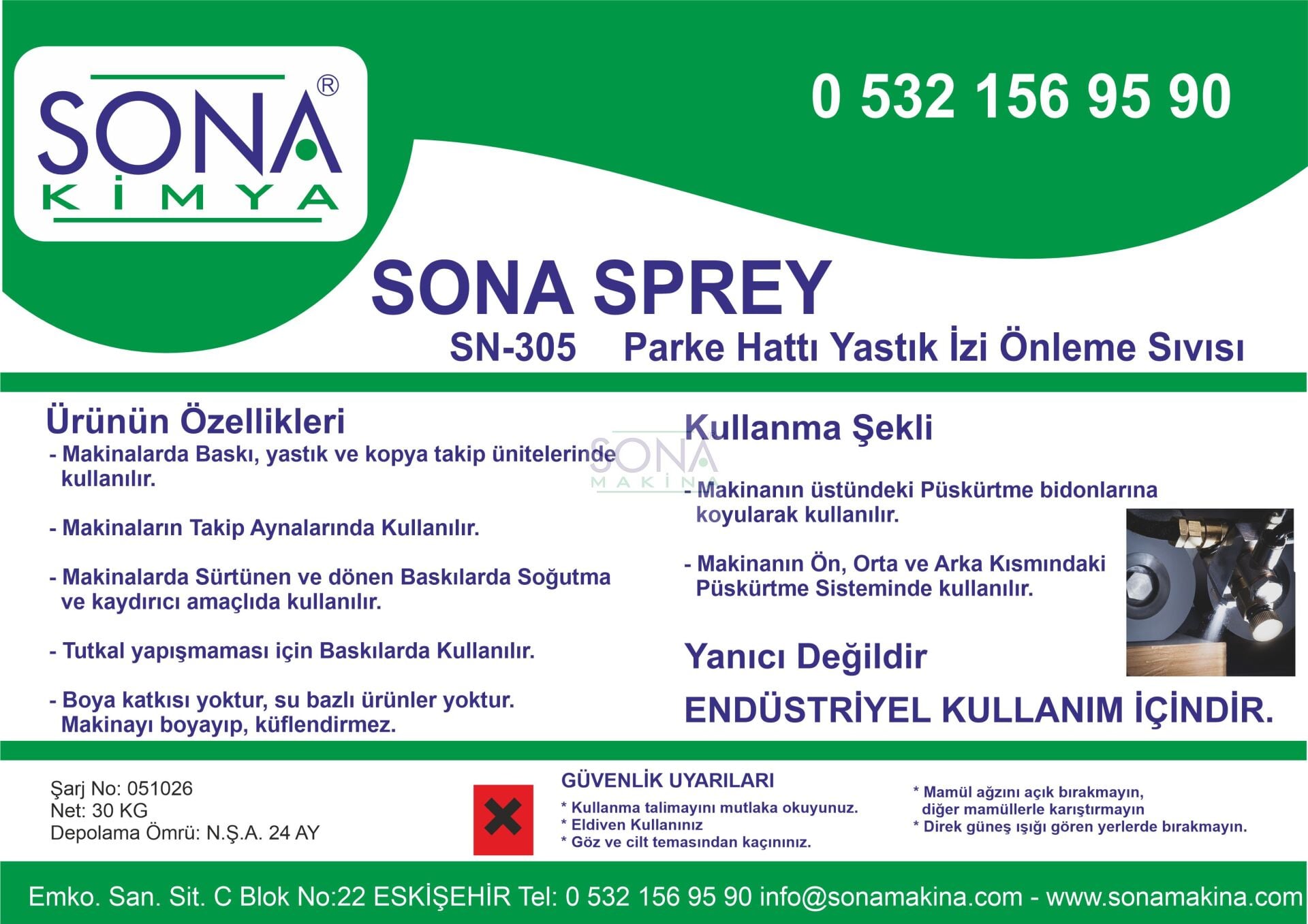 SN-305 SONA SPREY Parke Hattı Yastık İzi Önleme Sıvısı