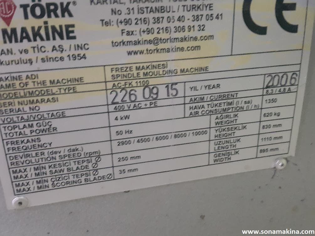 TÖRK AC-FK 1100 ARABALI FREZE